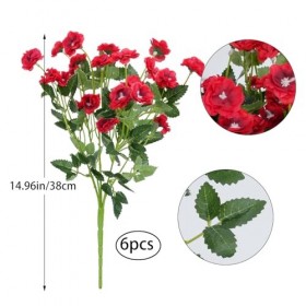 LIPJISL Lot de 6 fleurs artificielles - Jasmine - En plastique - Rouge - Petites fleurs décoratives de Noël - Pour décoration