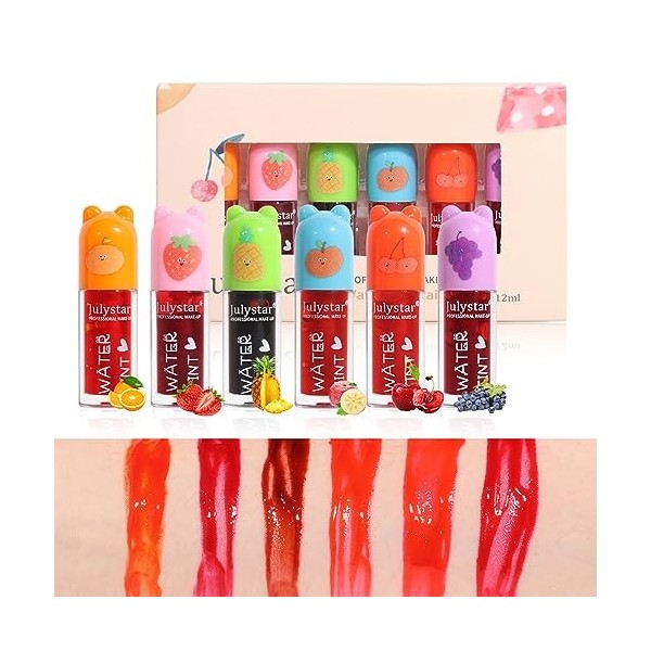 Set de 6 Mirror Gloss Lip Glaze, rouge à lèvres fruité, repulpant, facile à entretenir, non collant, hydratant, lisse