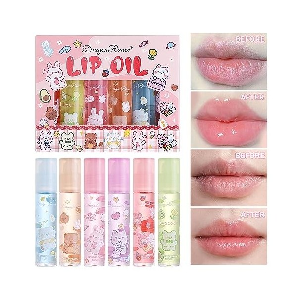 6pcs Roll-On Lip Gloss Set, Set De Gloss à Lèvres Aromatisé Aux Fruits, Maquillage Brillant Pour Les Enfants Et Les Adolescen