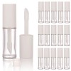 COSIDEA Lot de 15 tubes vides en PETG pour gloss à lèvres - 10 ml - Blanc - Avec pinceau épais - Applicateur pour huile de ri