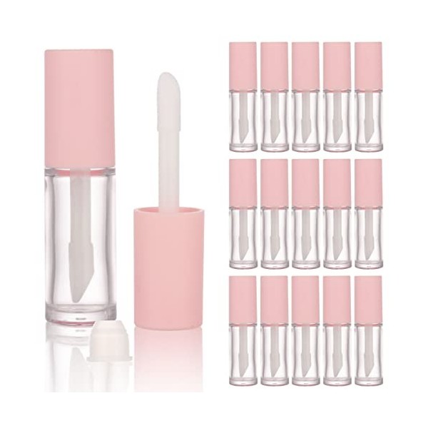 COSIDEA Lot de 15 tubes vides en PETG pour gloss à lèvres - 10 ml - Blanc - Avec pinceau épais - Applicateur pour huile de ri