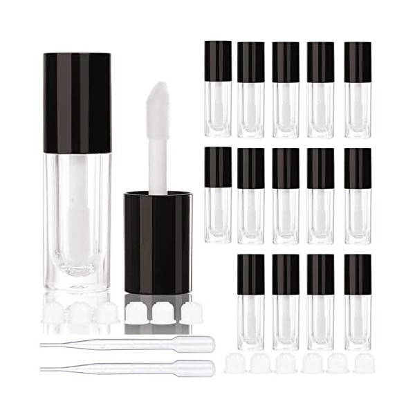 COSIDEA Lot de 14 tubes vides pour gloss à lèvres 6 ml noir 