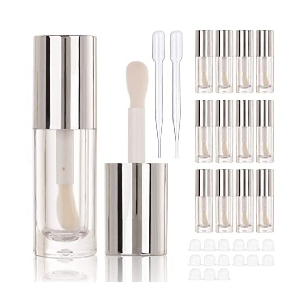 COSIDEA Lot de 14 tubes de gloss à lèvres vides dorés de 6 ml avec baguette épaisse