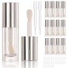 COSIDEA Lot de 14 tubes de gloss à lèvres vides dorés de 6 ml avec baguette épaisse