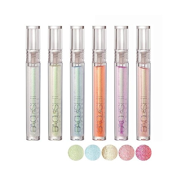 RoseFlower 6 PCS Lip Gloss Hydratant Lip Glow Oil, Gloss à Lèvres hydratante en gelée, Clear Lip Glow Oil Transparent Plumpin