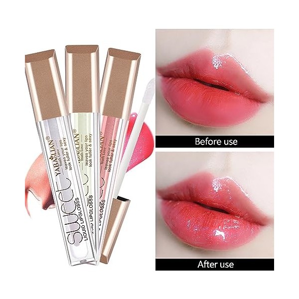 Joyeee Brillant à Lèvres Repulpant, 6Pcs Hydratant Hydratant Lip Glow Oil Soin des Lèvres Longue Durée Imperméable Teinté Rou