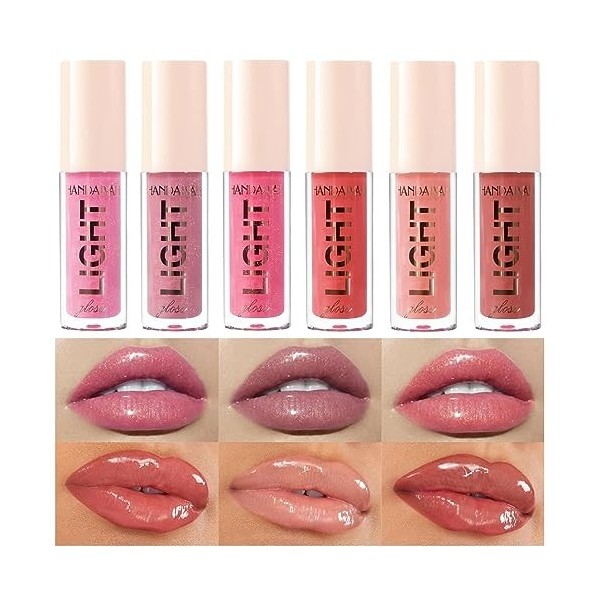 6 Pcs Lip Gloss Set Lip Oil Light Hydratant Lip Glow Oil Long Lasting Waterproof Liquid Lipstick Crystal Jelly Lip Tinted Liq