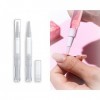 Lot de 2 stylos à huile vides pour cuticules - Transparents - 3 ml - Rechargeable avec pointe pinceau - Applicateurs cosmétiq