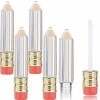 Lot de 6 tubes vides en forme de crayon pour gloss à lèvres - Mini conteneurs portables pour femme et fille - Rose et blanc