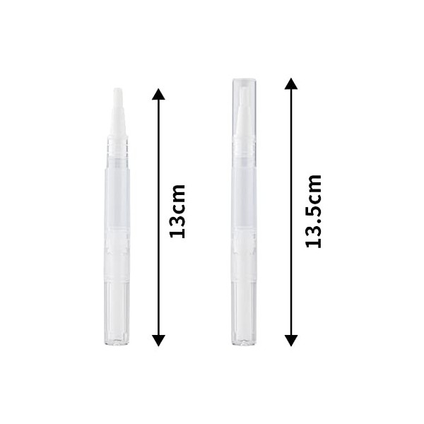 Lot de 3 stylos à bille vides transparents - 3 ml - Rechargeable avec pointe pinceau - Pour cosmétiques, gloss à lèvres, huil