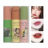 Domality 3Pcs Matte Lip Gloss Set avec Emballage Coloré Cute Cat, Rouge à Lèvres Rose Velours Crème, Imperméable à l’eau Long