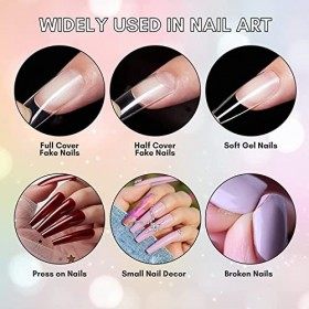 Makartt Colle faux Ongles, 40pcs Extra Forte Qualité Professionnelle, Adhésion Séchage instantané, pour Ongles cassés