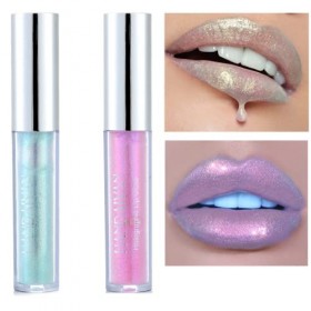 Lot de 2 rouges à lèvres liquides pailletés brillants, gloss à lèvres nude, gloss à lèvres métallique léger brillant, gloss à