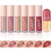 Lip Gloss Set Lip Oil 7 Pièces Lip Glow Oil Gloss Repulpant Levres Huile a Levre Lip Plumper Brillant à Lèvres Lip Maximizer 