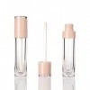 COSIDEA Lot de 50 tubes vides rechargeables de 6 ml avec baguette, conteneurs ronds pour gloss à lèvres roses, kit de fabrica