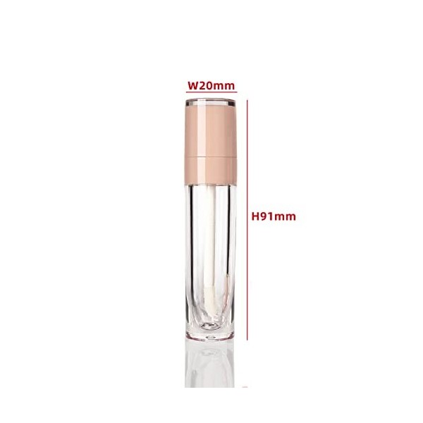 COSIDEA Lot de 50 tubes vides rechargeables de 6 ml avec baguette, conteneurs ronds pour gloss à lèvres roses, kit de fabrica