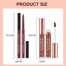 Matte Liquid Lipstick Lip Liner Set, Rouge à Lèvres Liquide Mat, Matte Lip Liner Lip Gloss Lip Liner Stylo, Fini Mat Crémeux 