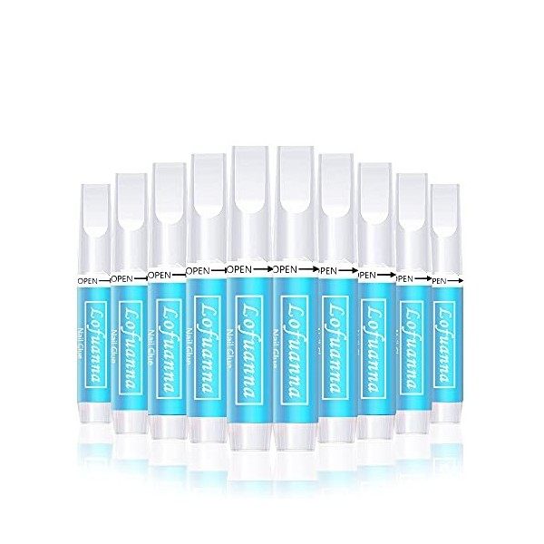 lofuanna Lot de 10 tubes de colle à ongles extra forte et à séchage rapide - Qualité salon - Colle à ongles à séchage rapide 