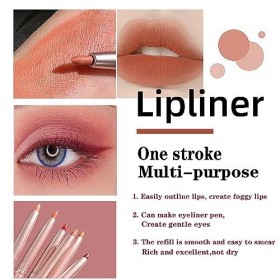 DENESTUP Crayons à Lèvres, 6 Couleurs Set Maquillage Longue Durée Et Pigmenté Crayon à Lèvres, Application Lisse, Rétractable