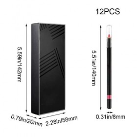 Lot de 12 crayons à lèvres étanches en bois avec boîte pour femme et fille