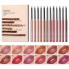 Gireatick 12Pcs Matte Lip Liner Pencil Set, 12 Couleurs Velvet Matte Lip Crayon, Longue Durée Nude à Rouge à Lèvres, Imperméa