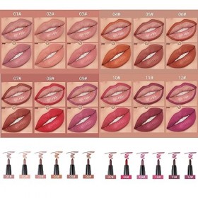 Gireatick 12Pcs Matte Lip Liner Pencil Set, 12 Couleurs Velvet Matte Lip Crayon, Longue Durée Nude à Rouge à Lèvres, Imperméa