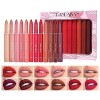 RoseFlower 12 couleurs Crayon Lipstick Lipliner Set, Non-Stick Cup Matte Lipstick Pen Imperméable à l’eau Longue Durée Velvet