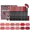 RoseFlower 12 couleurs Crayon Lipstick Lipliner Set, Non-Stick Cup Matte Lipstick Pen Imperméable à l’eau Longue Durée Velvet