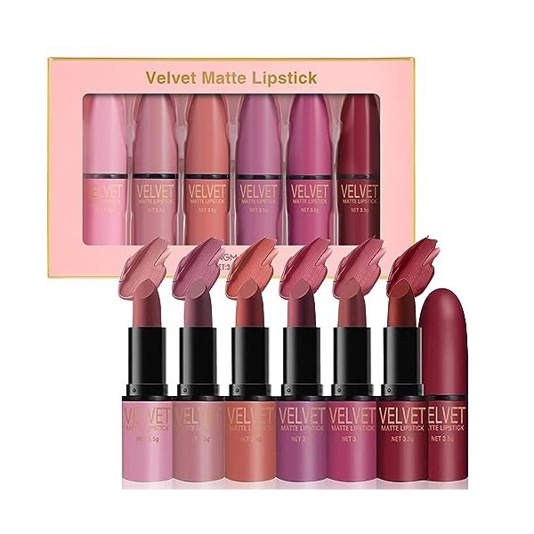 RoseFlower 12 couleurs Crayon Lipstick Lipliner Set, Non-Stick Cup Matte Lipstick Pen Imperméable à l’eau Longue Durée Velvet