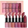 RoseFlower 12 couleurs Crayon Lipstick Lipliner Set, Non-Stick Cup Matte Lipstick Pen Imperméable à l’eau Longue Durée Velvet