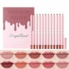 Gireatick 12 Couleurs High Pigmented Smooth Lip Liner Set, Long Durable Fade Resistant Lip Pencil, Smakudge-proof & Waterproo