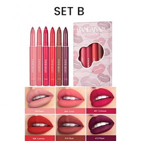 Lot de 6 crayons à lèvres mats, lisses, imperméables, durables, antiadhésifs, en velours, pour femmes et filles B 