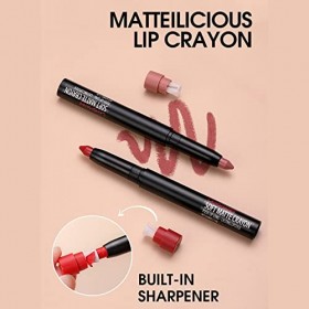 Domality Lot de 6 crayons à lèvres en velours mat avec taillecrayon intégré, 6 stylos à rouge à lèvres haute pigmentation, ro