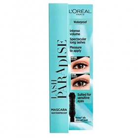 2 x LOréal Paris Lash Paradise Waterproof Mascara Volumisant et Extensible Formule Yeux Sensibles Couleur Noir - 2 Mascara