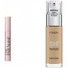 LOréal Paris – Duo Teint & Yeux – Fond de Teint Fluide Accord Parfait Beige Doré 3.D + Mascara Paradise extra black