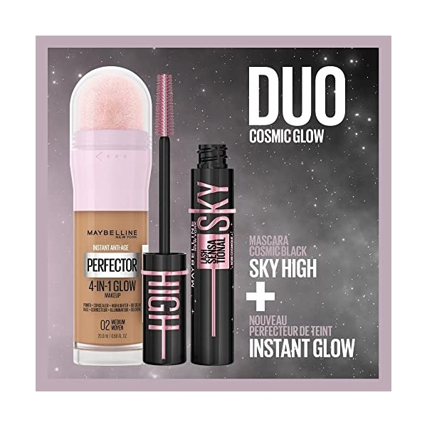 Maybelline New-York - Duo Teint & Yeux - Perfecteur de Teint Illuminateur Instant Glow Perfector 4-in-1 + Mascara Sky High Co