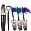 3 Colors 4D Silk Fiber Eyelash Mascara Waterproof Blue Purple Green with Comb, Voluminous Colored Mascara for Eyelash - Lengt