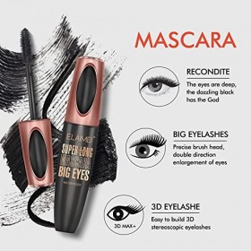 4D Maquillage Mascara, Mascara Vegan et Bio Noir avec de lHuile dArgan, Naturel, Cruelty Free, Volumisant, Allongeant, Aux 