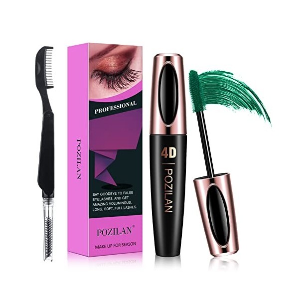 Mascara Cils en Fibre de Soie 4D Imperméable avec Peigne à Cils Pliable - Allongement, Volumateur, Longue Durée, Maquillage N