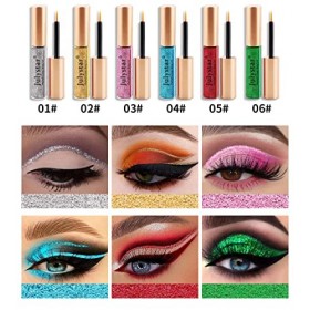 Beteligir 6 pièces Set Shimmer Eyeliner Smoky Long Lasting Paillette Eyeliner liquid Glitter, Diamant Paillettes Eyeliner Liq