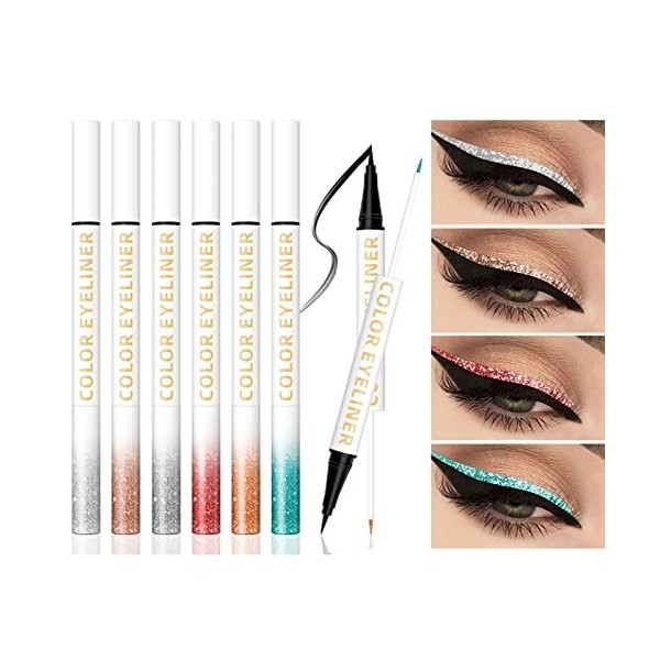 Eyeliner, Liquid Eyeliner, Eyeliner Coloré, Eyeliner Liquide Imperméable, Shimmer étanche Long Lasting Eyeliner pour Cosplay 