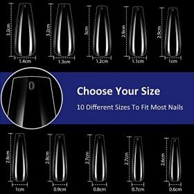 Faux Ongles, 500 Pièces Gel Capsule Americaine Ongle, 10 Tailles Couverture Complète Ongles Pose Americaine Transparent pour 