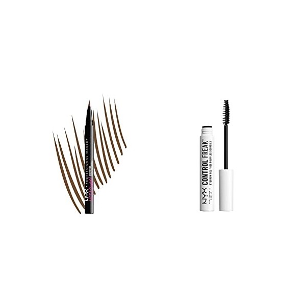 NYX Professional Makeup Crayon à Sourcils Lift & Snatch, Waterproof, Sans Transfert, Brunette & Gel à Sourcils Control Freak,