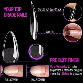 INTOBAS 240 Pcs Semi Givré Capsule Americaine Ongle,Faux Ongles Amande&Ballerine Court,Capsule Gel x Pose Americaine,Artifici