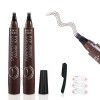 Crayon Sourcil, Ksndurn Crayon Sourcil Waterproof 2 Pièces Marron Foncé - Stylo de Tatouage Pour Sourcils Résistant à Leau A