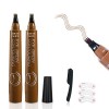 Crayon Sourcil, Ksndurn Crayon Sourcil Waterproof 2 Pièces Marron Foncé - Stylo de Tatouage Pour Sourcils Résistant à Leau A