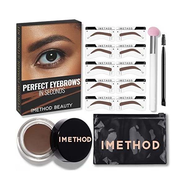 iMethod Kit de Tampon à Sourcils et Pochoir à Sourcils - Kit D’estampage pour Sourcils - Pochoir à Sourcils et Kit de Tampon 