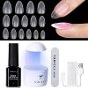 TOMICCA Capsule Americaine Ongle-Pose Americaine Ongle Kit, 500 PCS Capsules Ongle Ballerine Long,Portable Lampe UV Ongle Et 