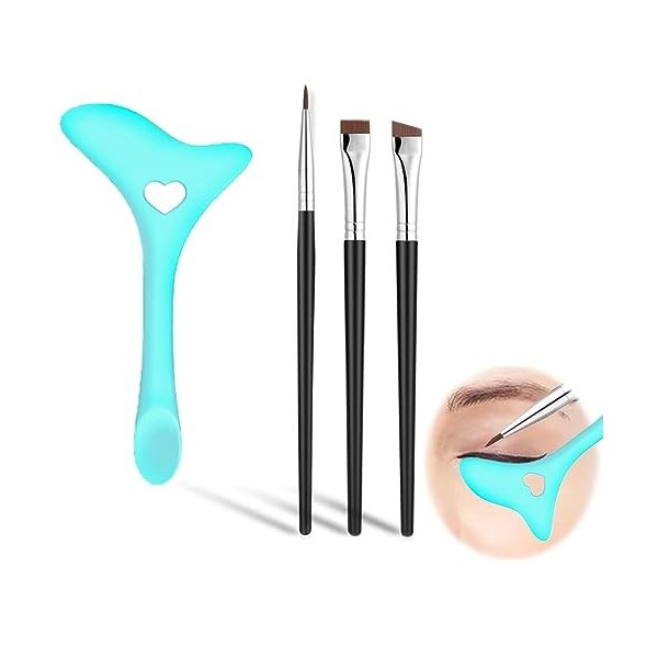 Kireida® Kit deyeliner en silicone ultra fin pour eyeliner - Pinceaux eye-liner - Outil de maquillage - Bleu