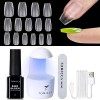 TOMICCA Capsule Americaine Ongle-Pose Americaine Ongle Kit, 500 PCS Capsules Ongle Ballerine Long,Portable Lampe UV Ongle Et 